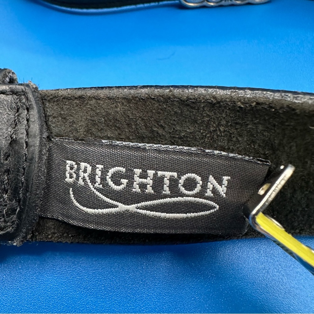 Brighton Vintage Black Leather Concho Belt – Silver Tone, 7 Conchos, Size Medium - Picture 8 of 14